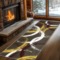 Gold White Red Circle Pattern Runner Rug, 2x7ft Washable Hallway Entrance Rugs - Corridor & Foyer Long Accent Rug, Modern Stylish Decor Carpet for Home Runner Non-Slip Mat
