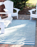 Unique Loom Outdoor Collection Classic Stripes, Transitional Indoor & Outdoor Area Rug, 8' 0 x 11' 0, Blue/ Ivory