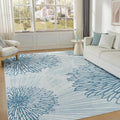 WITSHOCK 10x14 Washable Rug for Living Room,Modern Floral Distress Print Pattern Area Rugs,Stain Resistant with Non Slip Backing Carpet for Dining Room,Bedroom & Home Decor,Blue/Light Blue