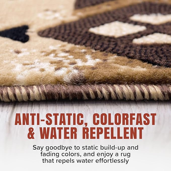 YHSF South West Native American Area Rug C318 - Easy Clean, Thick, Soft, Durable Native Tribal American Indian Inspired Rug for Bedroom/Living Room & More - Berber, 3 Feet 10 Inches x 5 Feet 2 Inches