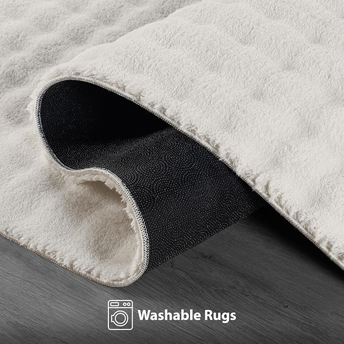 CAMILSON Modern White Non Slip Rug 3x5 Ultra Soft High Pile Area Rugs Non Skid Rubber Backing Durable & Easy to Clean Carpet for Living Room Bedroom Kids Room Indoor Use (3 x 5 White)