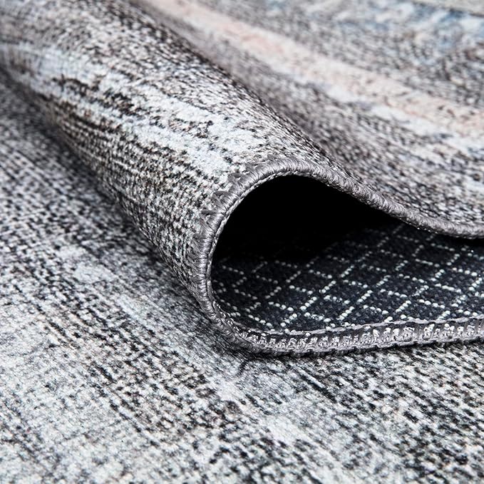 Bloom Rugs Washable Non-Slip 3' x 5' Rug - Gray/Blue/Blush Modern Abstract Area Rug for Living Room, Bedroom, Dining Room, and Kitchen - Exact Size: 3' x 5'