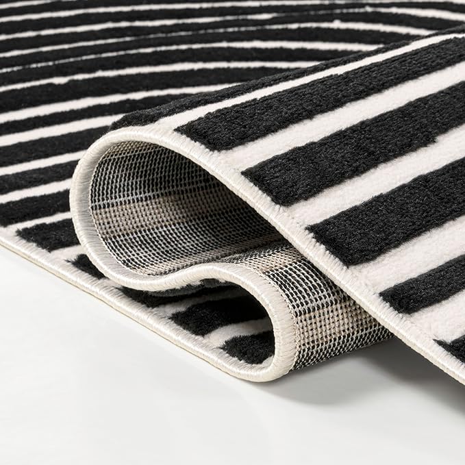 JONATHAN Y Hallie High-Low Curve Black/White 3x5 Indoor Area Rug, Minimalist Geometric, Modern, Non-Shedding, Stain Resistant for Bedroom, Living Room, Kitchen (SCN100F-3)