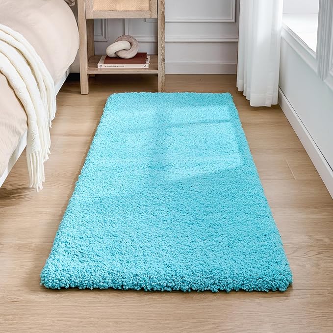 Teal Bathroom Rug 24x48 Non Slip Fluffy Bath Mat for Bathroom Floor Washable Plush Luxury Bath Rug for Tub Soft Shaggy Absorbent Shower Sink Mat