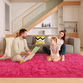 6x9 Area Rugs for Living Room, Fluffy Large Rugs for Bedroom, Soft Shag Fuzzy Non-Slip Carpet for Kids Boys and Girls Nursery Room Dorm Indoor Home Decor (Hot Pink, 6ft x 9ft)