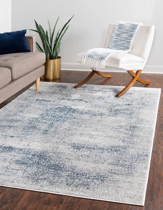 Unique Loom Finsbury Collection Area Rug - Sarah (7' 1" x 10' Rectangle, Blue/ Ivory)