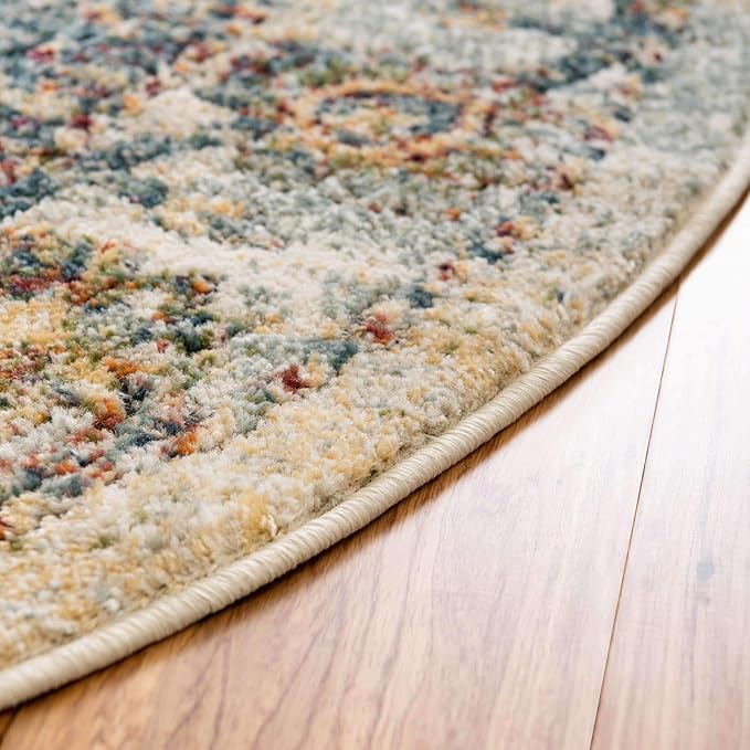 Unique Loom Isabella Collection Area Rug - Adjani (3' 3" Round, Ivory/ Beige)
