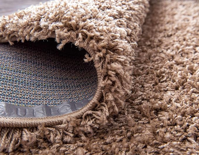 Unique Loom Solid Shag Collection Area Rug (8' x 10' Rectangle, Sandy Brown)