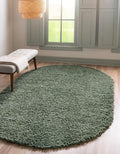 Unique Loom Davos Shag Collection Area Rug - Solid (3' 3" x 5' 3" Oval, Sage)