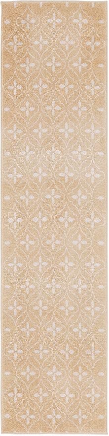 Nourison Home Essentials Indoor/Outdoor Beige Ivory 2'2" x 7'6" Area -Rug, Easy -Cleaning, Non Shedding, Bed Room, Living Room, Dining Room, Backyard, Deck, Patio (2x8)