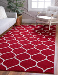 Rugs.com Lattice Frieze Collection Rug – 10' x 14' Red Medium Rug Perfect for Living Rooms, Large Dining Rooms, Open Floorplans