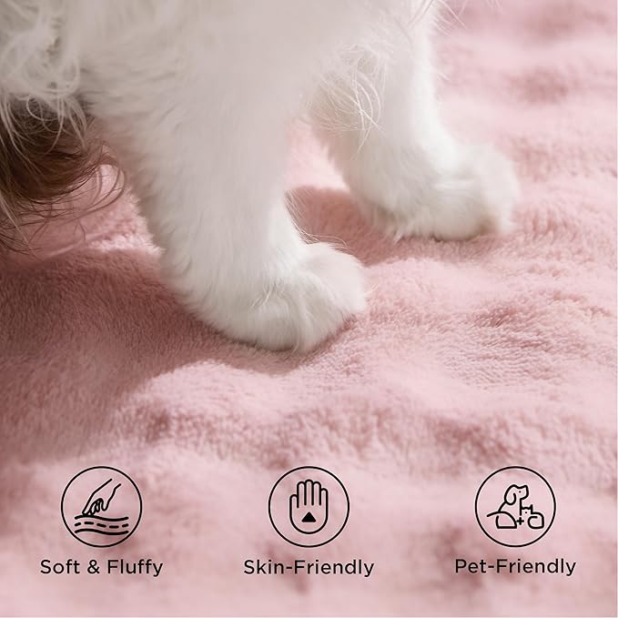 Bedsure 3x5 Fluffy Area Rugs for Living Room, Machine Washable Rugs, Non-Slip Backing, Non-Shedding, Pet Friendly Throw Rug for Bedroom Dining Room, Rug for Kids Room, Strawberry Cream