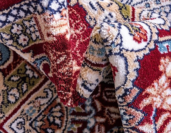 Unique Loom Narenj Collection Classic Traditional Medallion Textured Design Area Rug, 3 x 5 ft, Burgundy/Tan