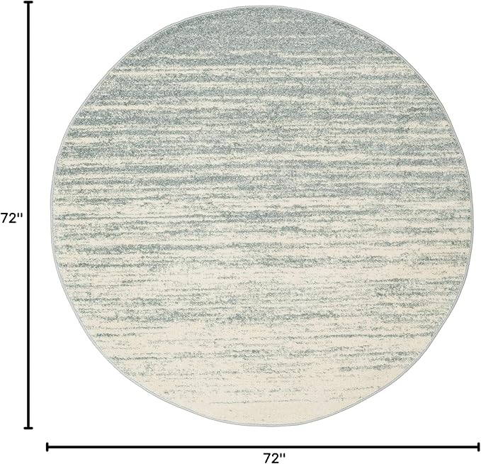 SAFAVIEH Adirondack Collection Area Rug - 6' Round, Slate & Cream, Modern Ombre Design, Non Shedding & Easy to Clean, Ideal for Living Room, Bedroom, Office, Dining Space (ADR113T)