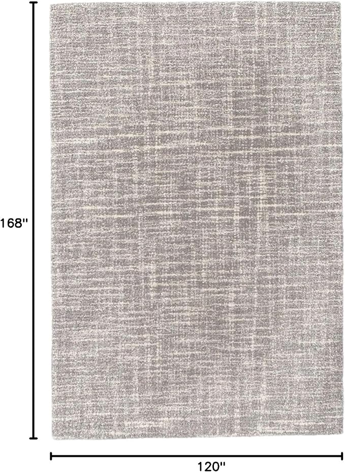 Dash & Albert Crosshatch Dove Grey Hand Micro Hooked Wool Rug, 9.5 X 13.5 Feet, Grey Solid Pattern