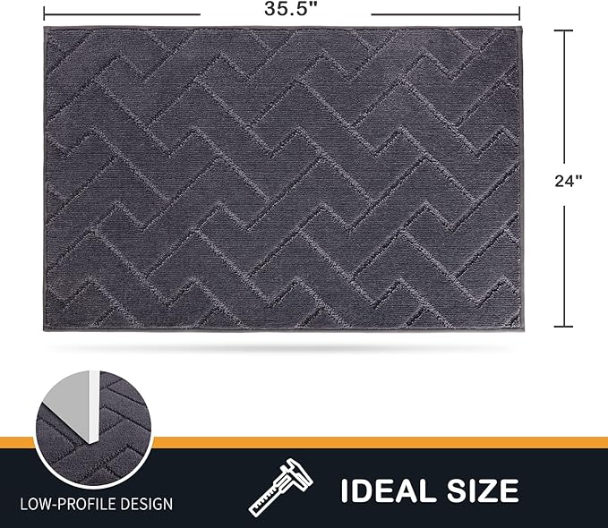 PURRUGS Dirt Trapping Door Mat 24" x 35.5", Non-Slip Machine Washable Entry Rug, Shoe Scraper, Dog Doormat, Super Absorbent Welcome Mat for Front & Back Door, Muddy Wet Shoes & Paws