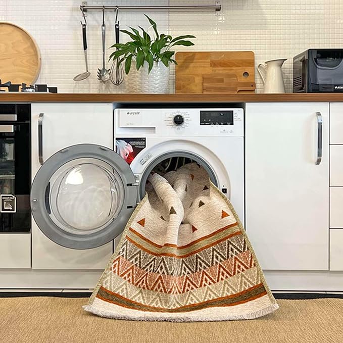 Alfa Rich 3x10 White Washable Area Rugs for Living Room Hallway Kitchen Cotton Decor Runner Rug