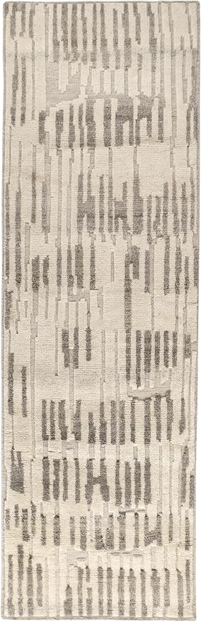 Dash & Albert Hicks Natural Hand Knotted Wool Rug, Runner-2.5 X 8 Feet, Ivory Geometric Pattern - Premium Luxury Hotel Quality Soft Breathable Hypoallergenic Machine Washable Easy Care All Season