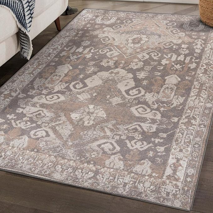 LUXE WEAVERS Moroccan Floral Beige 9x12 Area Rug for Living Room