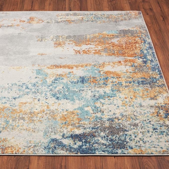 LUXE WEAVERS Euston Collection Multi 2x7 Modern Abstract Area Rug