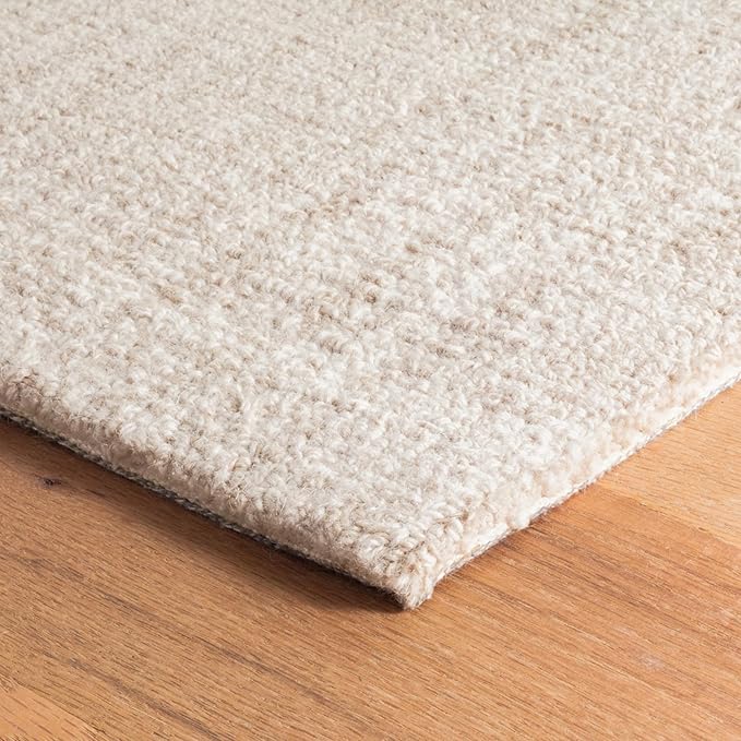 Dash and Albert Crosshatch Wool Area Rug - 3' x 5' Ivory Solid Hand Micro Hooked Accent Rug - Durable, High Traffic Areas Bedroom, Hallway, Stairs - Premium Luxury Hotel Quality Soft Breathable