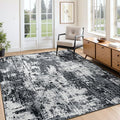 Washable Area Rugs 4'x5' Non-Slip Modern Abstract Soft for Living Room Entryway Bedroom Nursery, Print Pattern, Black Gray