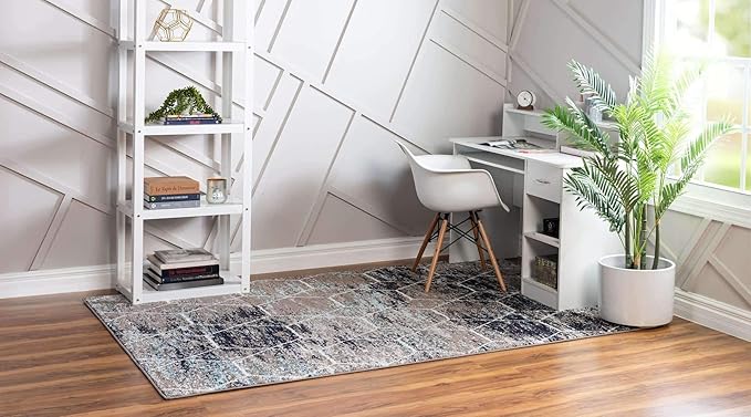 Unique Loom Trellis Frieze Collection Area Rug - Geometric (6' x 9', Blue Multi/ Ivory)