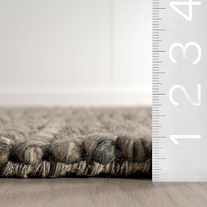 Nuloom Penelope Grey/Brown, 7'6" x 9'6", Hand-Braided, Wool & Cotton, Soft and Textured, High Traffic, Stain Resistant, Easy Clean, Durable Area Rug for Bedroom, Living Room, Dining, Entryway