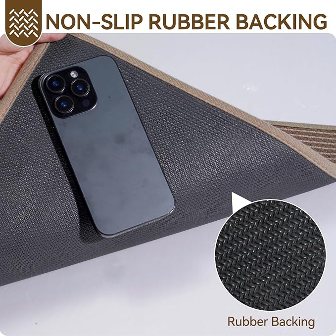 Front Door Mat 24''x35'', Non Slip Absorbent Muddy Dirt Resist Washable Low-Profile Indoor Doormat, Welcome Entryway Door Mats, Brown