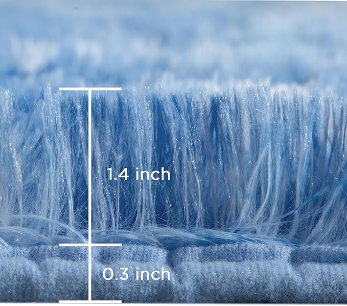 Andency Soft Area Rugs for Living Room Bedroom, 5x8 Fluffy Shaggy Bedside Rug, Non-Slip Large Shag Fuzzy Plush Carpets for Bedroom Kids Dorm Nursery Home Decor Aesthetic, Tie-Dyed Blue
