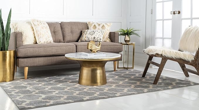 Rugs.com Lattice Collection Rug – 5' x 8' Light Gray Medium Rug Perfect for Bedrooms, Dining Rooms, Living Rooms