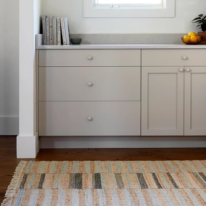 Dash and Albert Ravel Wool Area Rug - 2' x 3' Blue Stripe Handwoven Accent Rug - Durable, Eco-Friendly, High Traffic Area Hallway, Living Room, Stairs
