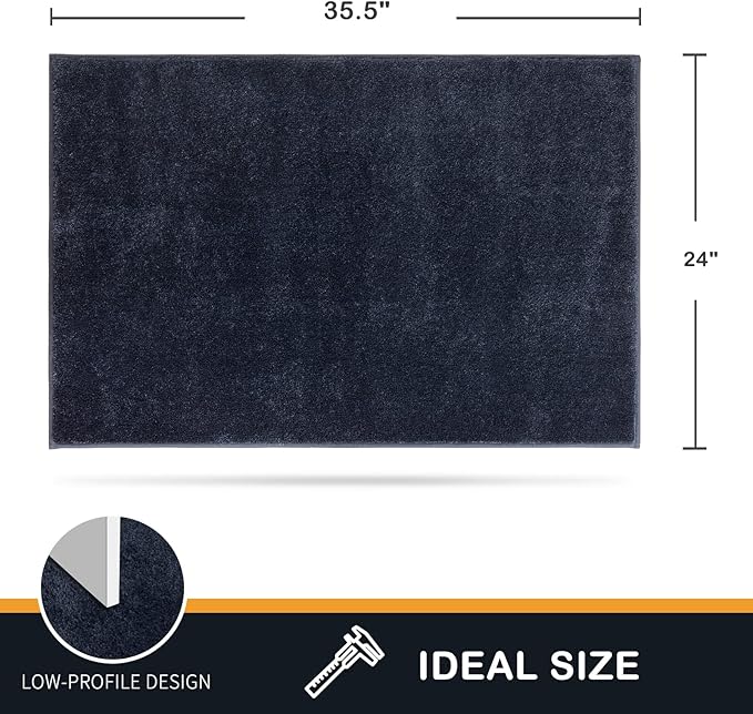 PURRUGS Dirt Trapping Door Mat 24" x 35.5", Non-Slip Machine Washable Entry Rug, Shoe Scraper, Dog Doormat, Super Absorbent Welcome Mat for Front & Back Door, Muddy Shoes & Paws, Navy Blue