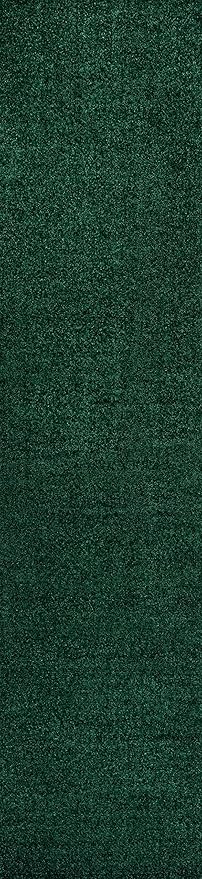 Eyely UES100L-214 Supersoft Haze Solid Low-Pile Indoor Runner Rug, Coastal, Bohemian, Minimalist, Classic, Casual for Bedroom,Kitchen,Living Room,Non Shedding,Easy-Washing, Green, 2 X 14
