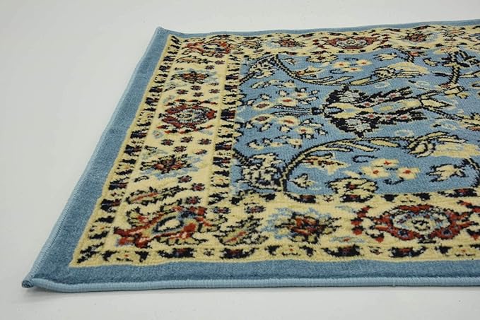 Unique Loom Sialk Hill Collection Area Rug - Washington (2' 11" x 16' 5" Runner Light Blue/Navy Blue)