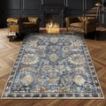RUGSURE Washable Area Rugs - Perfect for Living Room, Bedroom, Kids Room, Nursery - Stain & Water Resistant Non-Slip, Pet & Child Friendly, Vintage Tribal Area Rugs (Navy, 4' x 6')