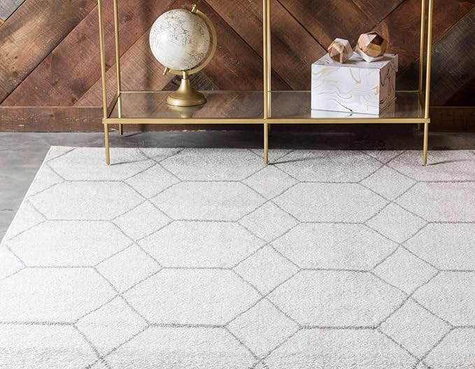 Unique Loom Trellis Frieze Collection Area Rug - Geometric (9' x 12' 2", Ivory/ Gray)