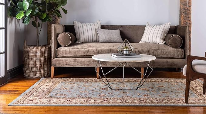 Unique Loom Voyage Collection Traditional Oriental Classic Intricate Design Area Rug (2' 2 x 3' 0 Rectangular, Light Blue/Gold)