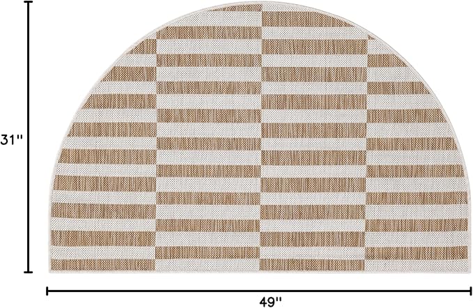 Unique Loom Outdoor Striped Collection Area Rug - Striped (2' 7" x 4' 1" Hearth Taupe/Ivory)