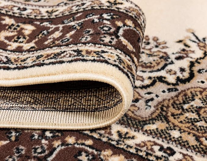 Unique Loom Reza Collection Traditional Persian Style Area Rug, 2 ft 2 in x 3 ft, Ivory/Brown
