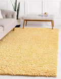 Unique Loom Davos Shag Collection Area Rug - Solid (5' 3" x 8' Rectangle, Sun Yellow)