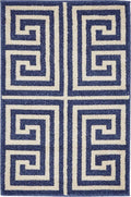 Unique Loom Athens Collection Classic Geometric Modern Border Design Area Rug (2' 0 x 3' 0 Rectangular, Navy Blue/ Beige)