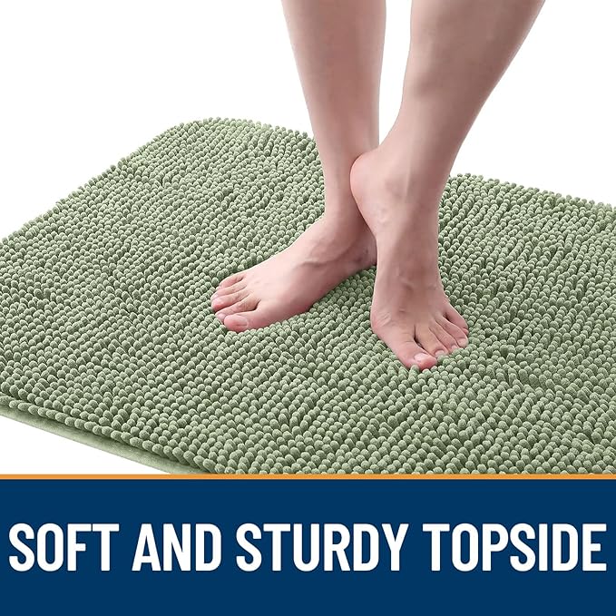 OLANLY Dog Door Mat for Muddy Paws 30x17, Absorbs Moisture and Dirt, Absorbent Non-Slip Washable Doormat, Quick Dry Chenille Mud Mat for Dogs, Entry Indoor Entryway Carpet for Inside Floor, Sage Green
