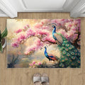 Peacock Magnolia Rug Small - 3x4 Rug, Pink Magnolia Washable Rugs for Living Room, Classic Carpet, Peafowl Non-Slip Area Rugs for Bedroom, Aesthetics Carpet - Peafowl Home Decor & Gifts