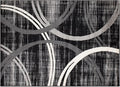Rugshop Modern Wavy Circles Design Accent Rug, Carpet with Jute Backing for Entryway, Kitchen, or Pet Area, Black, 2' x 3'