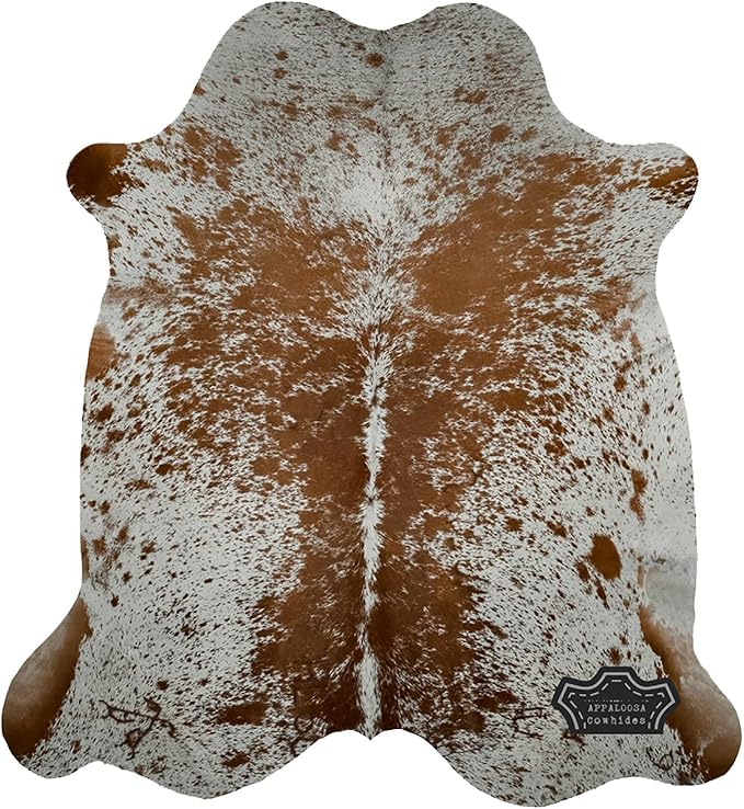 Genuine Cowhide Rug - Natural Leather Hide Rugs for Living Room & Area Rug for Bedroom - Real Cowhides Rug for Rustic Home Decor - Brown Speckled Cowhide Rugs Collection, 6x7-8ft