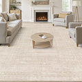 6x9 Area Rugs Living Room: Washable Large Vintage Beige Rug Neutral Non-Slip Soft Stain Resistant Indoor Carpet for Bedroom Nursery Dining Room Under Table Bed Home House Office Playroom