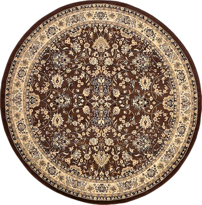 Unique Loom Sialk Hill Collection Area Rug - Washington (7' 10" Round Brown/Black)