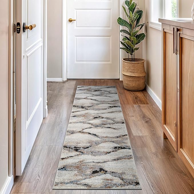 Rugshop Contemporary Gray Striated Area Rug Durable, Kid & Pet Friendly 2' 3" x 8' Runner Ideal for Hallway, Kitchen, Entryway, or Behind The Sofa