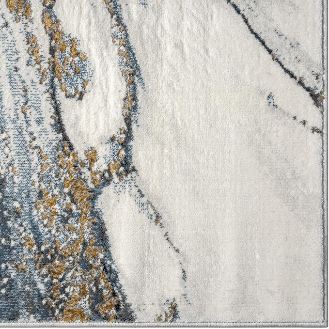 LUXE WEAVERS Marble Effect Abstract Blue 4x5 Area Rug